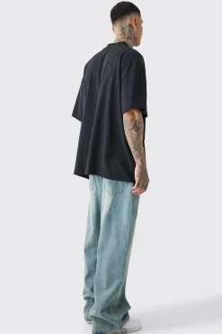 Tall Oversized Extended Neck Gothic Man Grafitti Spray T-shirt | BoohooMAN UK