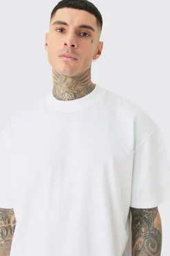 Tall Oversized Extended Neck T-shirt | BoohooMAN UK