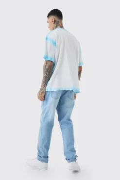 Tall Oversized Extended Neck Spray Wash T-shirt | BoohooMAN UK
