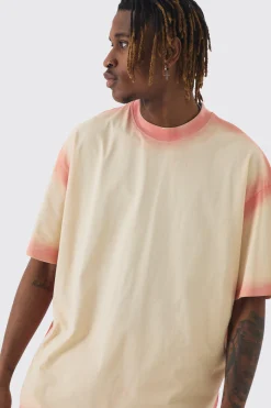 Tall Oversized Extended Neck Spray Wash T-shirt | BoohooMAN UK