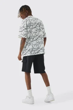 Tall Oversized Extended Neck Barbed Wire Graphic T-shirt | BoohooMAN UK