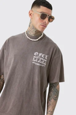 Tall Oversized Extended Neck Washed T-shirt | BoohooMAN UK