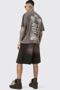 Tall Oversized Extended Neck Washed T-shirt | BoohooMAN UK