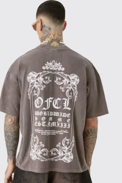 Tall Oversized Extended Neck Washed T-shirt | BoohooMAN UK
