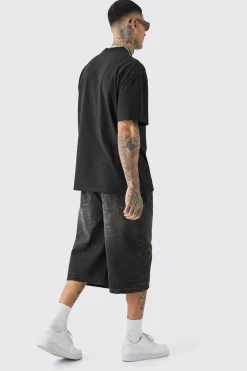 Tall Oversized Extended Neck Abstract Floral Print T-shirt | BoohooMAN UK