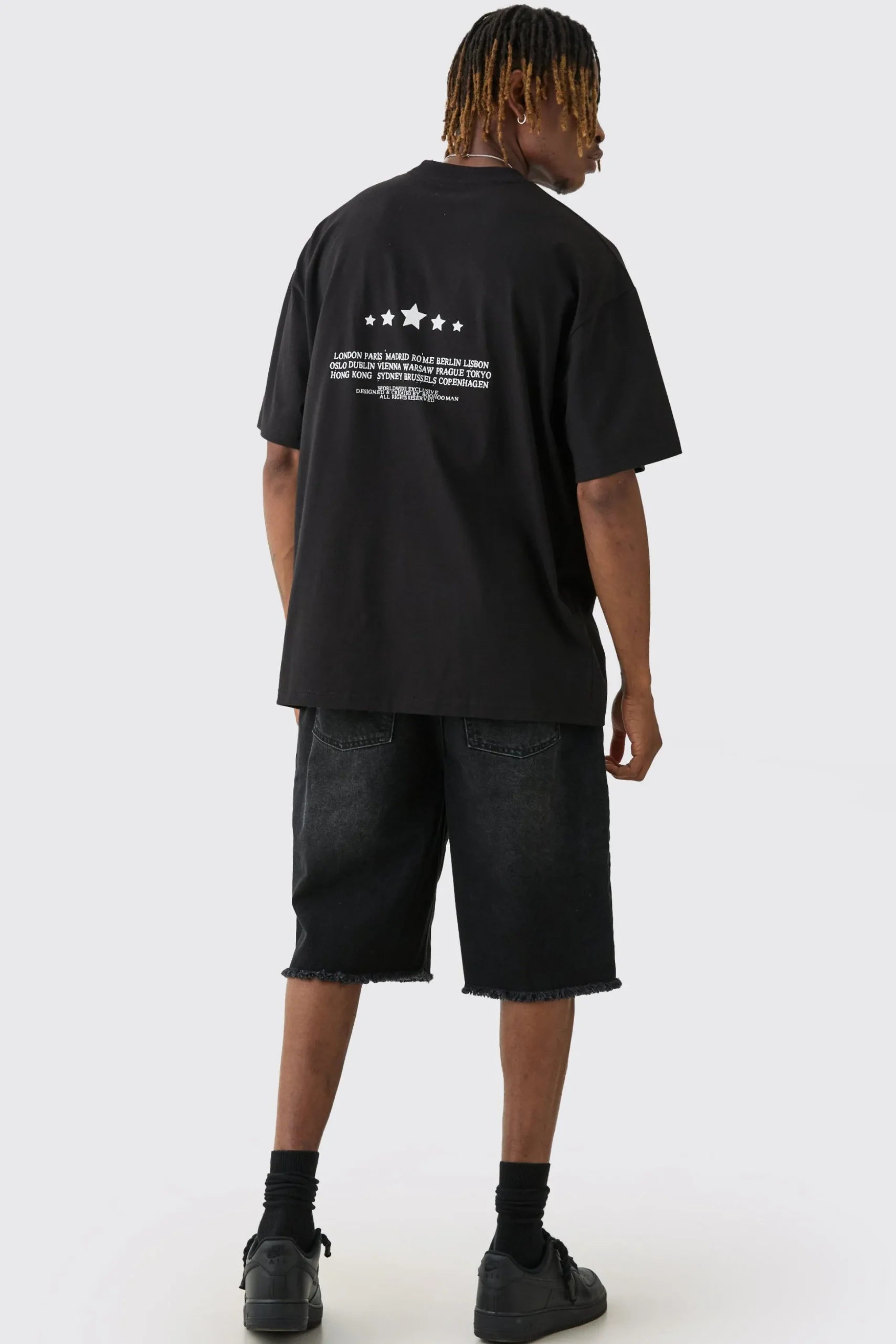 Tall Oversized Extended Neck Limited Print T-shirt | BoohooMAN UK