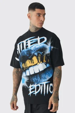 Tall Oversized Extended Neck Limited Large Scale Print T-Shirt | BoohooMAN UK