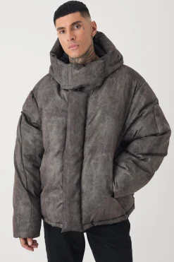 Tall Oversized Extreme Padded Fit Puffer Jacket In Grey | BoohooMAN UK