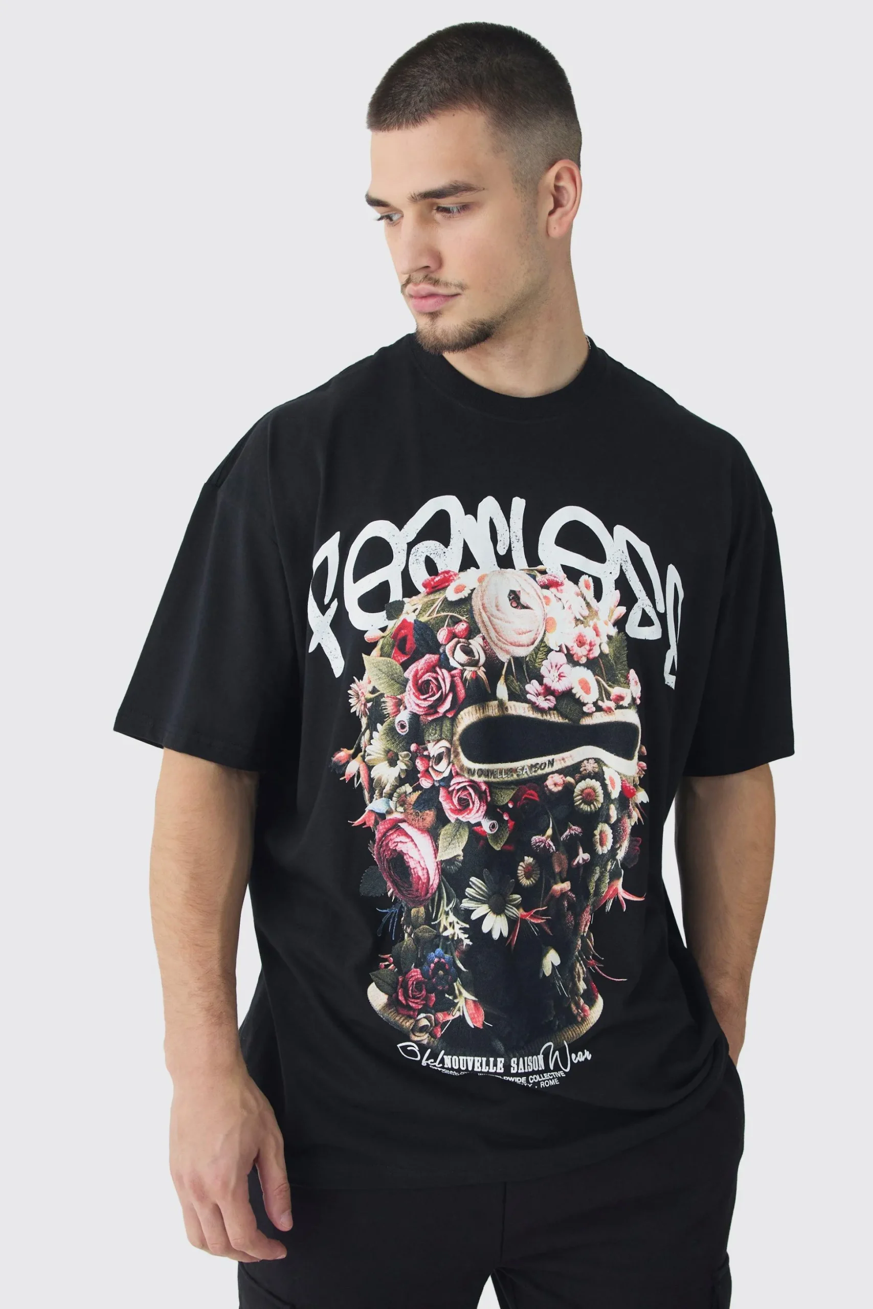 Tall Oversized Fearless Floral Balaclava | BoohooMAN UK