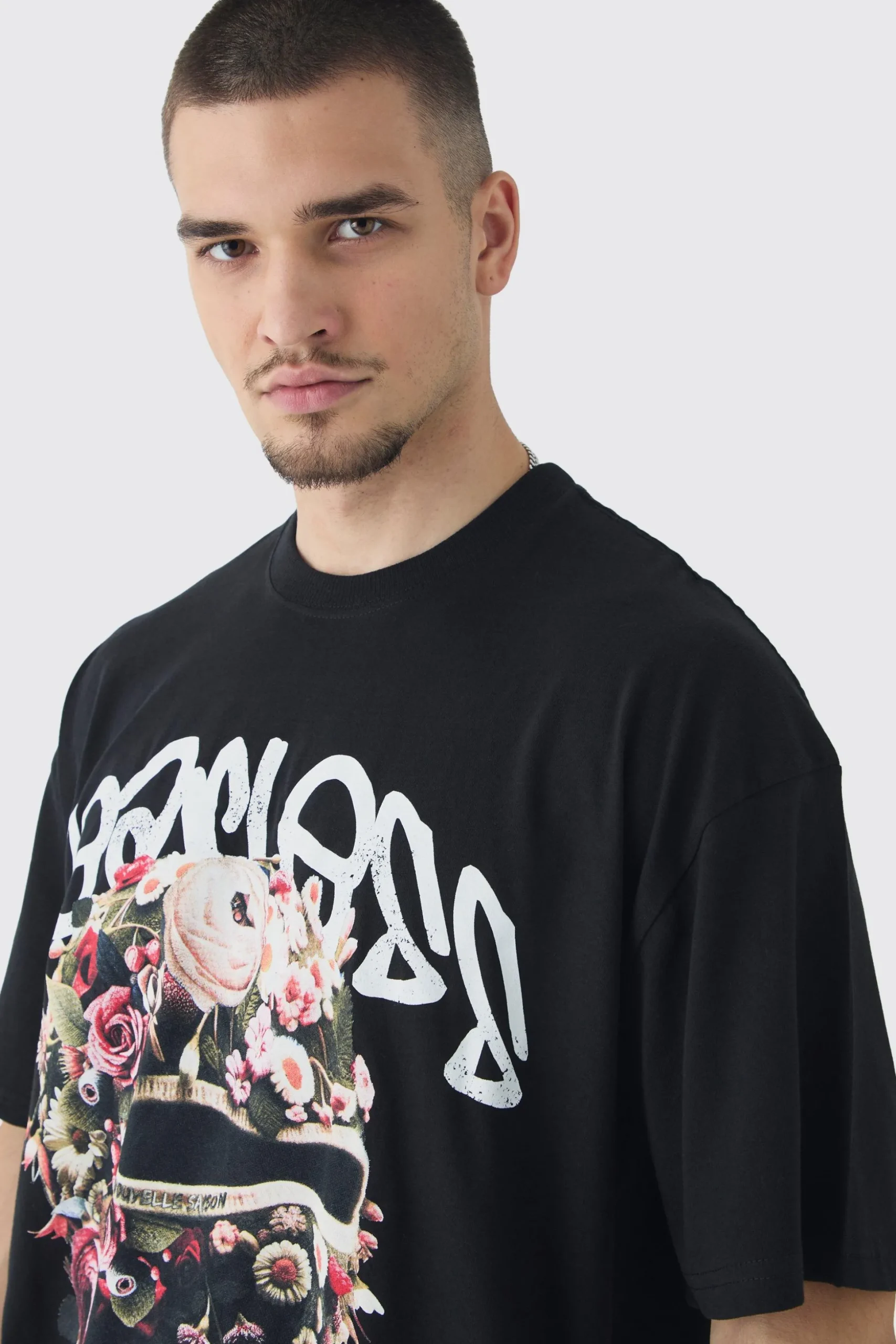 Tall Oversized Fearless Floral Balaclava | BoohooMAN UK