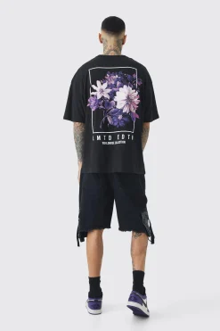 Tall Oversized Floral Back Graphic T-shirt | BoohooMAN UK