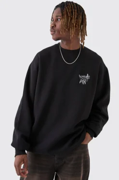 Tall Oversized Floral Embroidered Sweatshirt | BoohooMAN UK