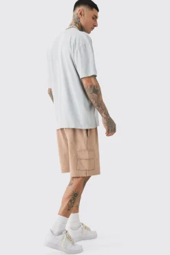 Tall Oversized Floral Stencil Print T-shirt In Grey | BoohooMAN UK