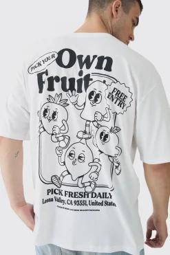Tall Oversized Fruit Graphic T-Shirt | BoohooMAN UK