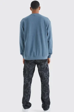 Tall Oversized Heavy Double Neck Sweatshirt | BoohooMAN UK