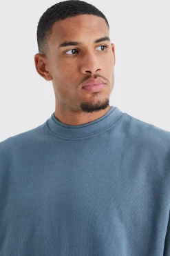 Tall Oversized Heavy Double Neck Sweatshirt | BoohooMAN UK