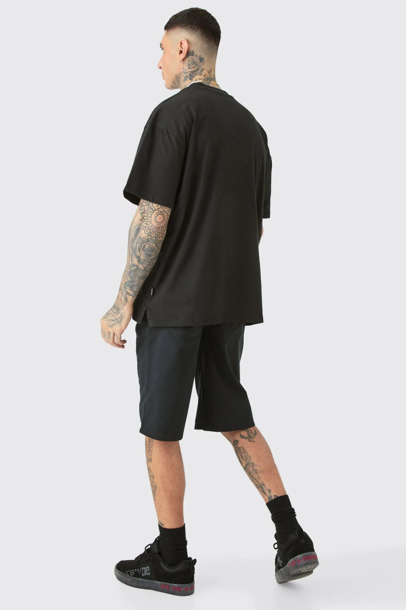 Tall Oversized Heavy Split Hem Print T-shirt | BoohooMAN UK