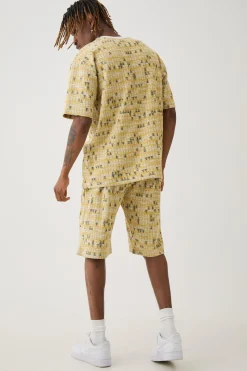 Tall Oversized Jacquard Geo T-shirt | BoohooMAN UK