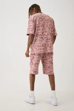 Tall Oversized Jacquard Geo T-shirt | BoohooMAN UK