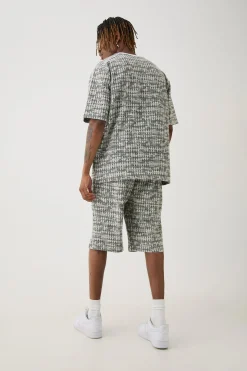Tall Oversized Jacquard Geo T-shirt | BoohooMAN UK