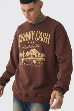 Tall Oversized Johnny Cash Licensed Sweatshirt | BoohooMAN UK