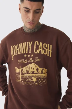 Tall Oversized Johnny Cash Licensed Sweatshirt | BoohooMAN UK