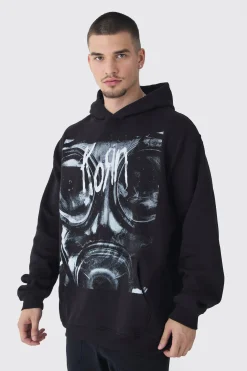 Tall Oversized Korn License Hoodie | BoohooMAN UK