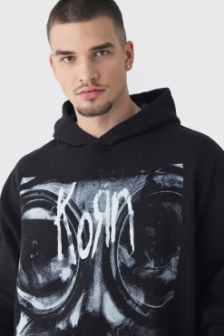Tall Oversized Korn License Hoodie | BoohooMAN UK