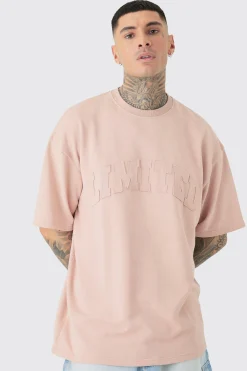 Tall Oversized Limited Applique Washed T-shirt | BoohooMAN UK