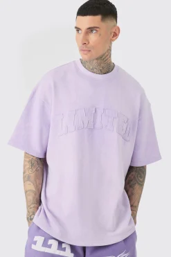 Tall Oversized Limited Applique Washed T-shirt | BoohooMAN UK
