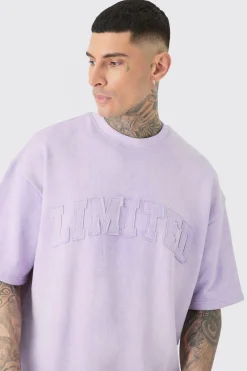 Tall Oversized Limited Applique Washed T-shirt | BoohooMAN UK