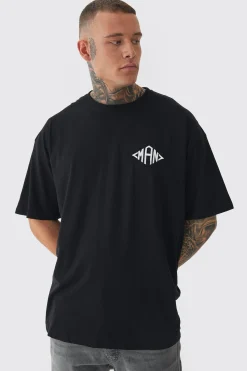 Tall Oversized Man Diamond Embroidered T-shirt In Black | BoohooMAN UK