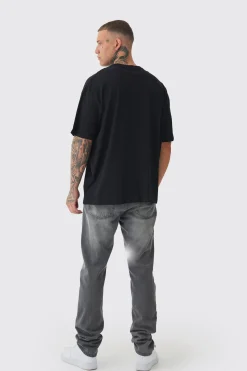Tall Oversized Man Diamond Embroidered T-shirt In Black | BoohooMAN UK