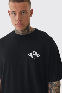 Tall Oversized Man Diamond Embroidered T-shirt In Black | BoohooMAN UK