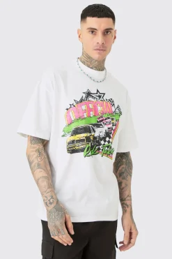 Tall Oversized Neon Moto T-shirt | BoohooMAN UK