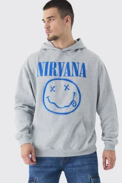 Tall Oversized Nirvana Face License Print Hoodie | BoohooMAN UK