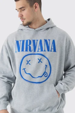 Tall Oversized Nirvana Face License Print Hoodie | BoohooMAN UK