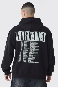 Tall Oversized Nirvana License Tour Date License Hoodie | BoohooMAN UK