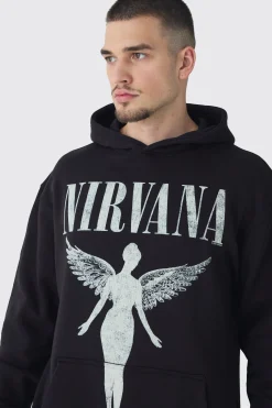 Tall Oversized Nirvana License Tour Date License Hoodie | BoohooMAN UK