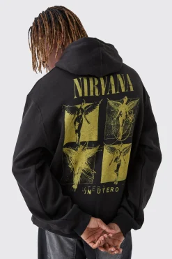 Tall Oversized Nirvana License Print Hoodie | BoohooMAN UK