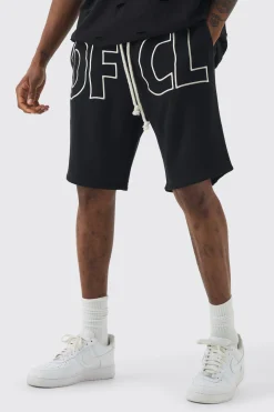 Tall Oversized OFCL Applique Jersey Shorts | BoohooMAN UK