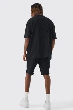 Tall Oversized OFCL Applique Jersey Shorts | BoohooMAN UK
