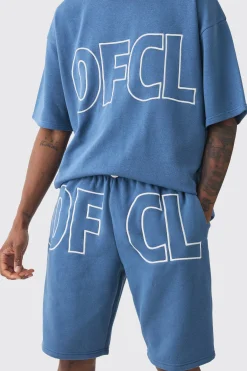 Tall Oversized Ofcl Applique T-shirt & Short Set | BoohooMAN UK