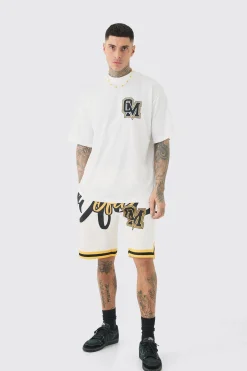 Tall Oversized OFCL Basketball Tee & Short Set | BoohooMAN UK