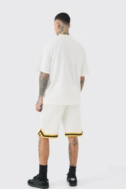 Tall Oversized OFCL Basketball Tee & Short Set | BoohooMAN UK