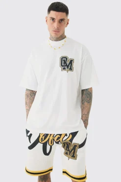 Tall Oversized OFCL Basketball Tee & Short Set | BoohooMAN UK