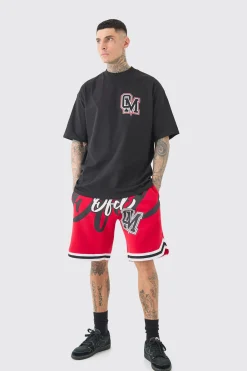 Tall Oversized OFCL Basketball T-shirt & Short Set | BoohooMAN UK