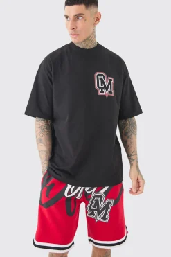 Tall Oversized OFCL Basketball T-shirt & Short Set | BoohooMAN UK