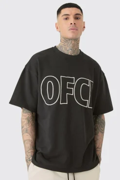Tall Oversized OFCL Embroidered T-Shirt | BoohooMAN UK