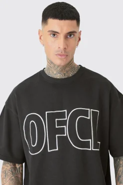 Tall Oversized OFCL Embroidered T-Shirt | BoohooMAN UK
